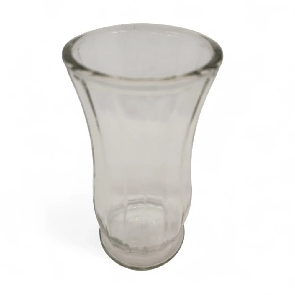 Elegant Fluted Large Vase Thick Clear Glass 9.5
